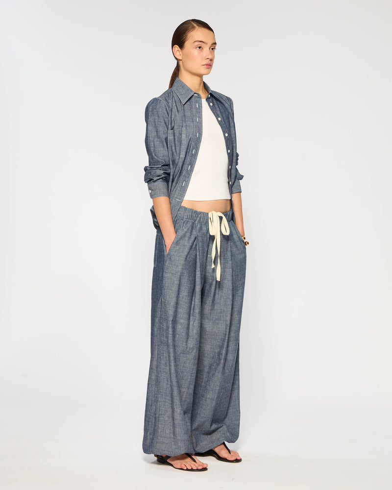 Chambray Slouchy Joggers - Dark Navy picture #3