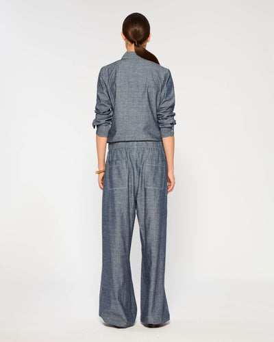 Chambray Slouchy Joggers - Dark Navy SERENA BUTE