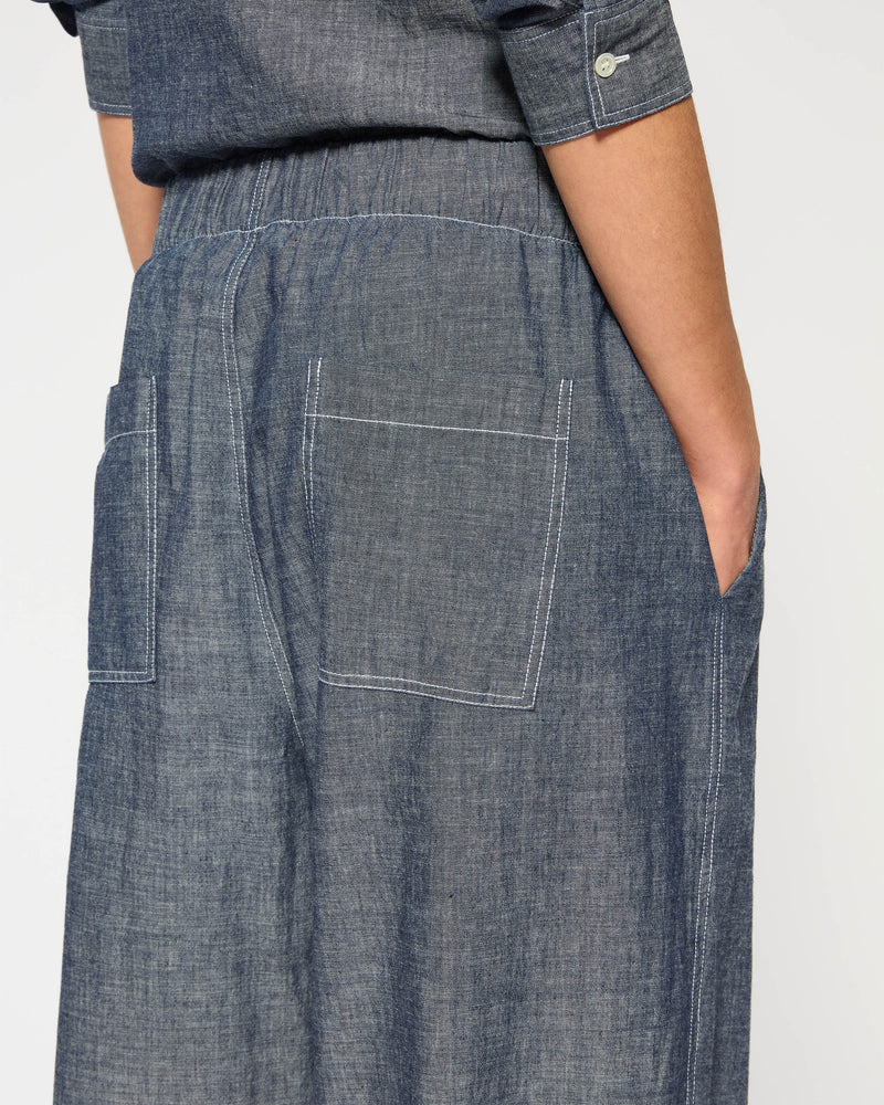 Chambray Slouchy Joggers - Dark Navy SERENA BUTE