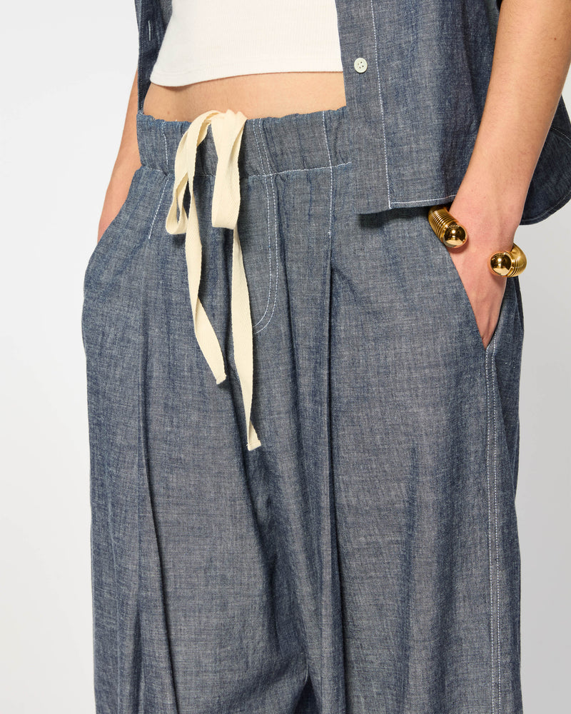 Chambray Slouchy Joggers - Dark Navy SERENA BUTE