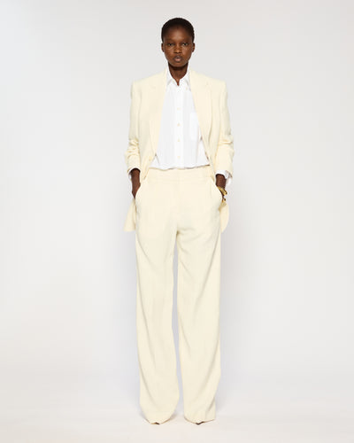 Linen Inverted Pleat Trouser - Ecru SERENA BUTE