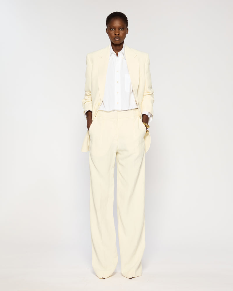Linen Inverted Pleat Trouser - Ecru picture #2