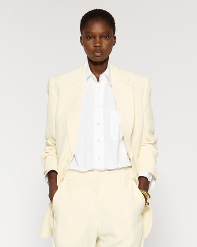 Linen Boyfriend Blazer - Ecru SERENA BUTE