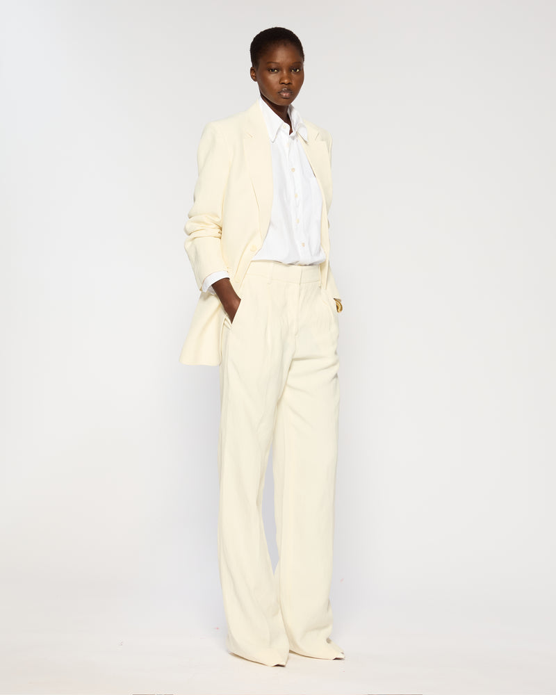 Linen Inverted Pleat Trouser - Ecru picture #3