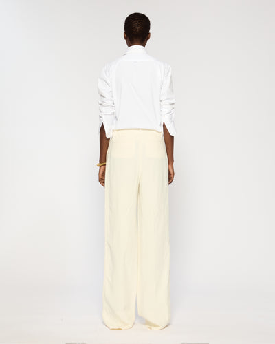 Linen Inverted Pleat Trouser - Ecru SERENA BUTE