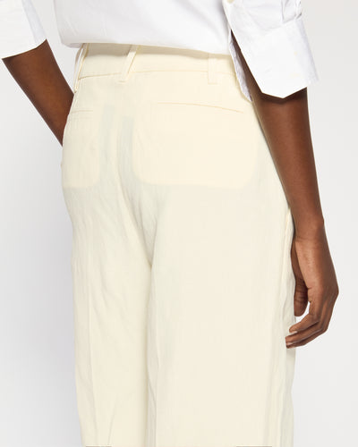 Linen Inverted Pleat Trouser - Ecru SERENA BUTE