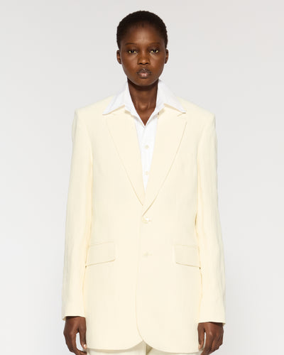 Linen Boyfriend Blazer - Ecru SERENA BUTE