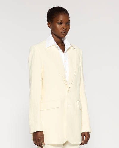 Linen Boyfriend Blazer - Ecru SERENA BUTE