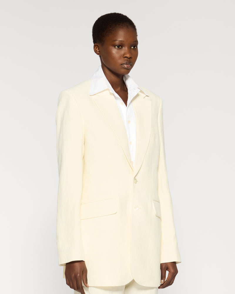 Linen Boyfriend Blazer - Ecru picture #3