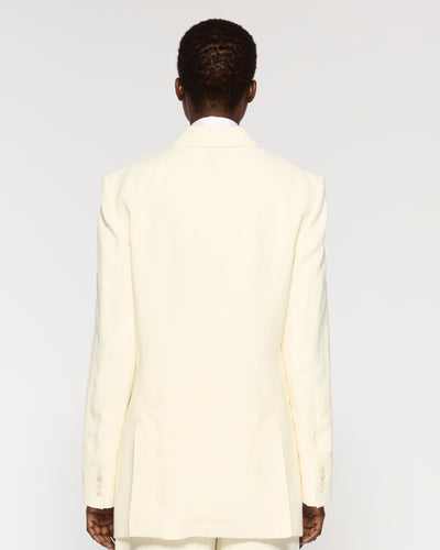 Linen Boyfriend Blazer - Ecru SERENA BUTE