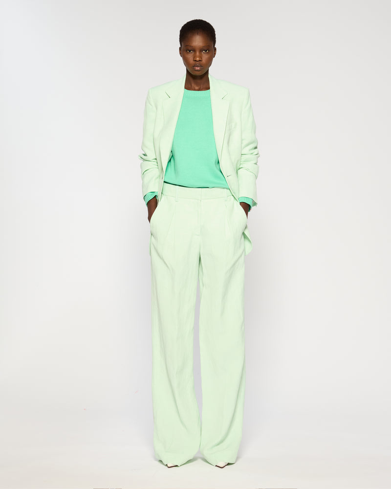 Linen Inverted Pleat Trouser - Peppermint picture #2