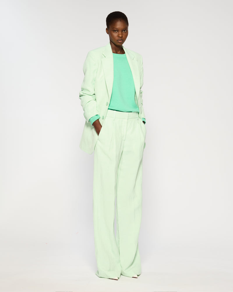 Linen Inverted Pleat Trouser - Peppermint picture #3