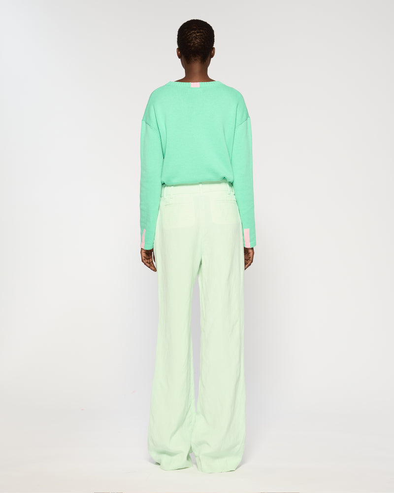 Linen Inverted Pleat Trouser - Peppermint picture #4