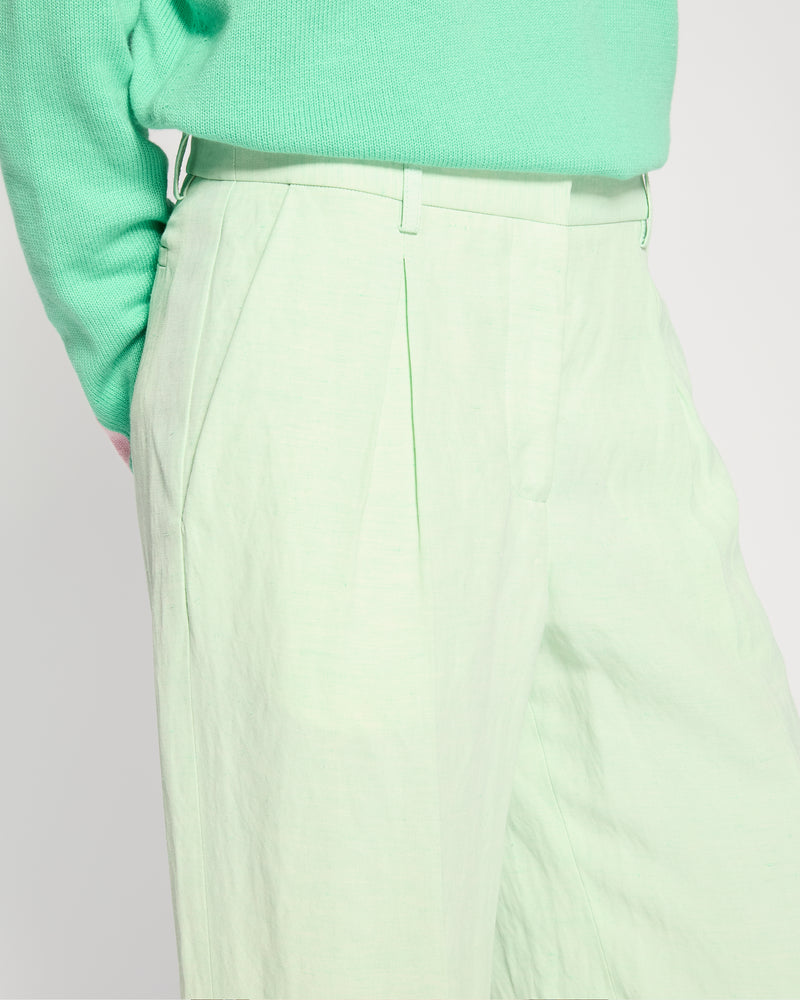Linen Inverted Pleat Trouser - Peppermint SERENA BUTE