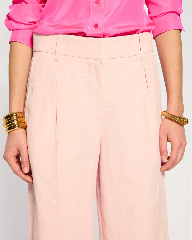 Linen Inverted Pleat Trouser - Pink picture #3