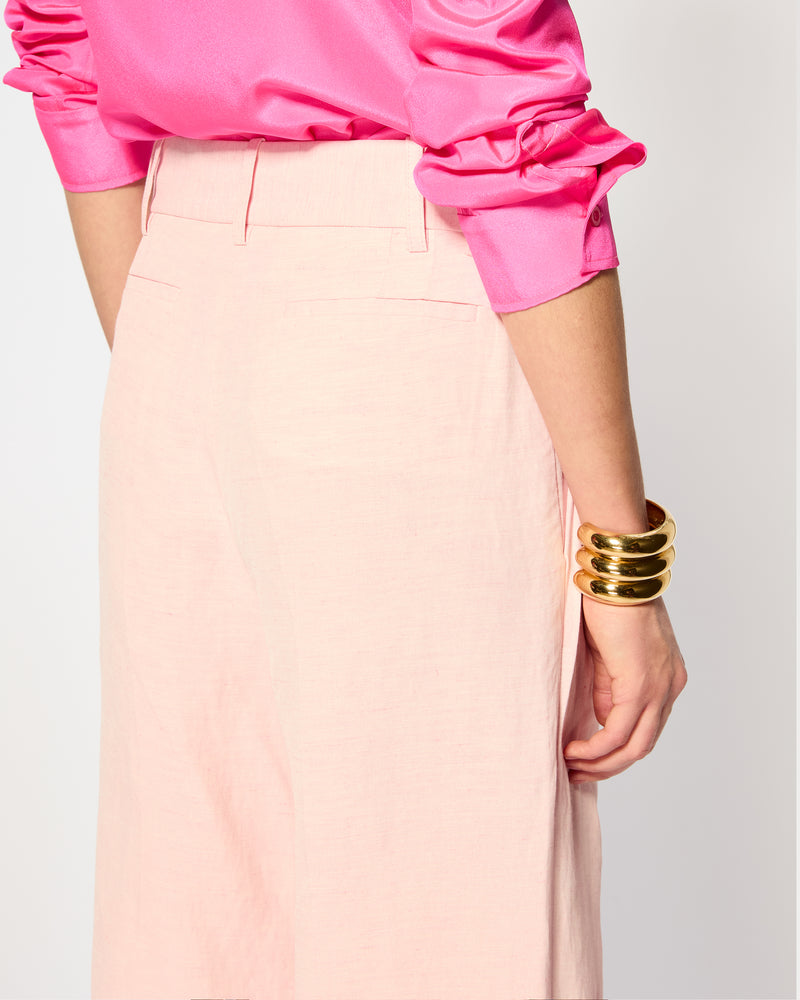 Linen Inverted Pleat Trouser - Pink picture #4