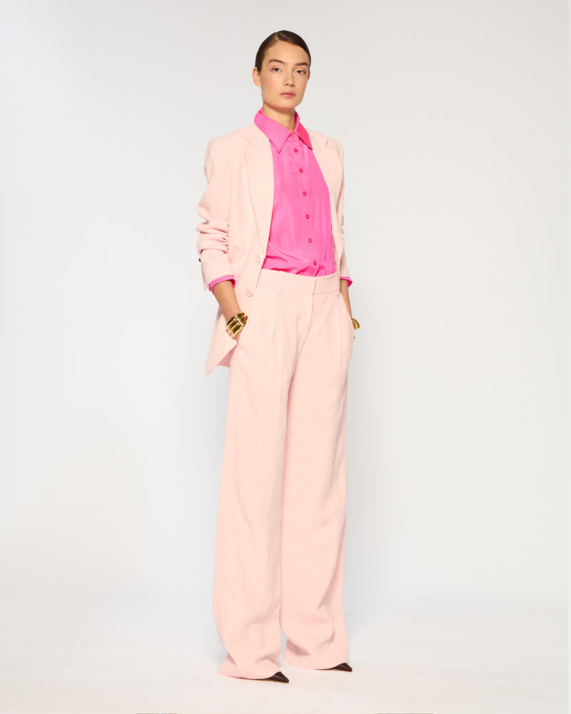 Linen Inverted Pleat Trouser - Pink picture #2