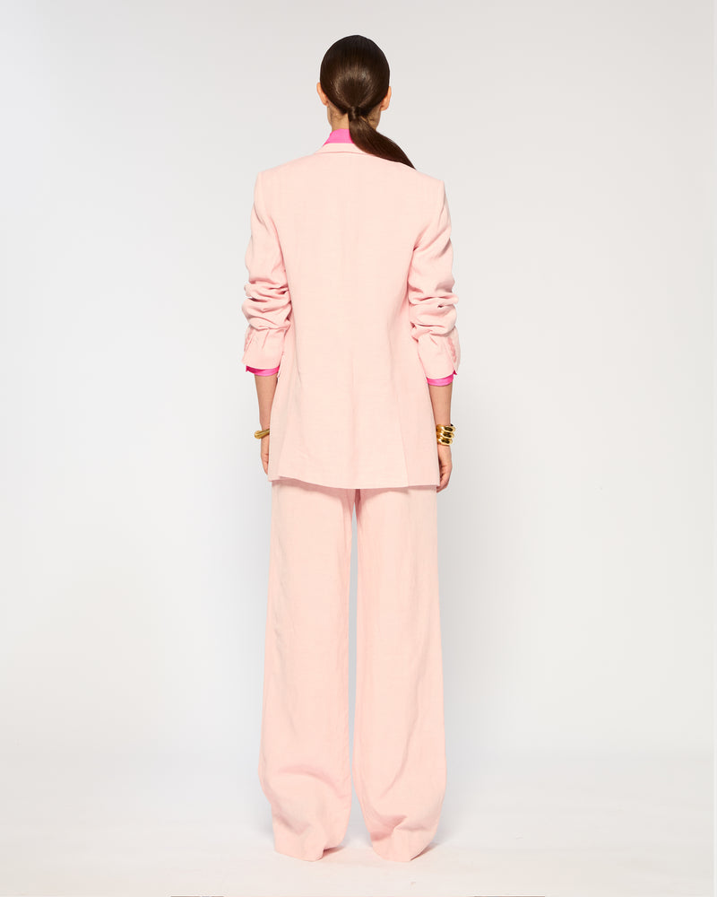 Linen Inverted Pleat Trouser - Pink SERENA BUTE