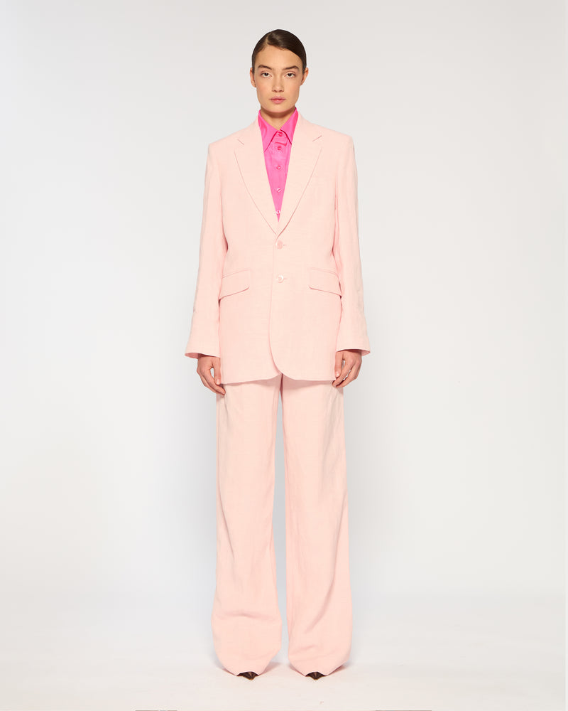 Linen Inverted Pleat Trouser - Pink SERENA BUTE