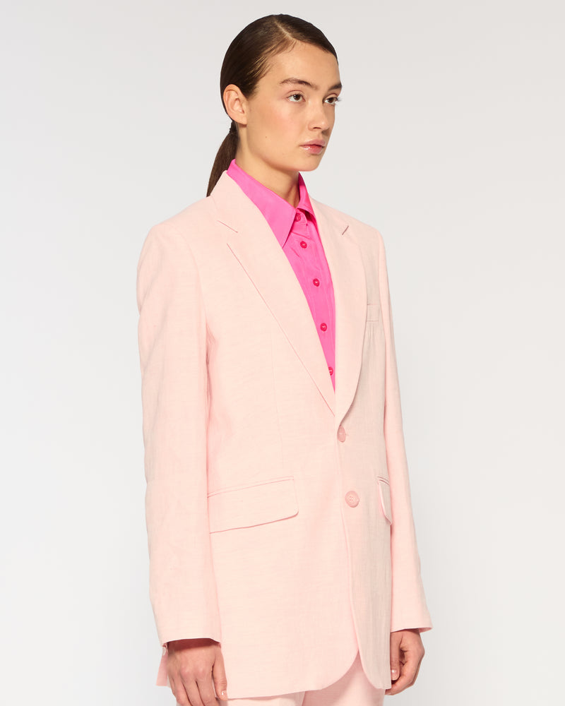 Linen Boyfriend Blazer - Pink picture #4