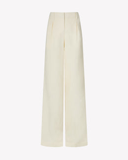 Linen Inverted Pleat Trouser - Ecru