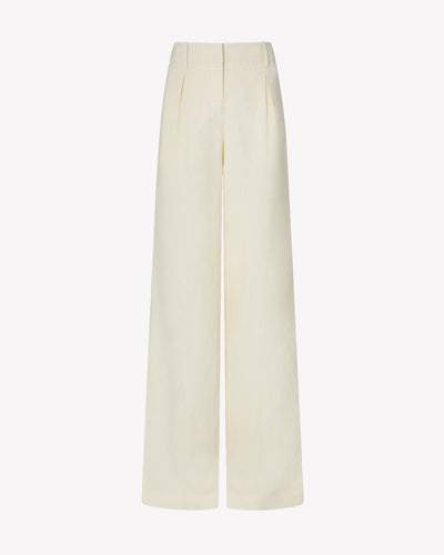 Linen Inverted Pleat Trouser - Ecru SERENA BUTE