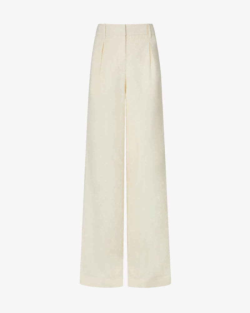 Linen Inverted Pleat Trouser - Ecru picture #1