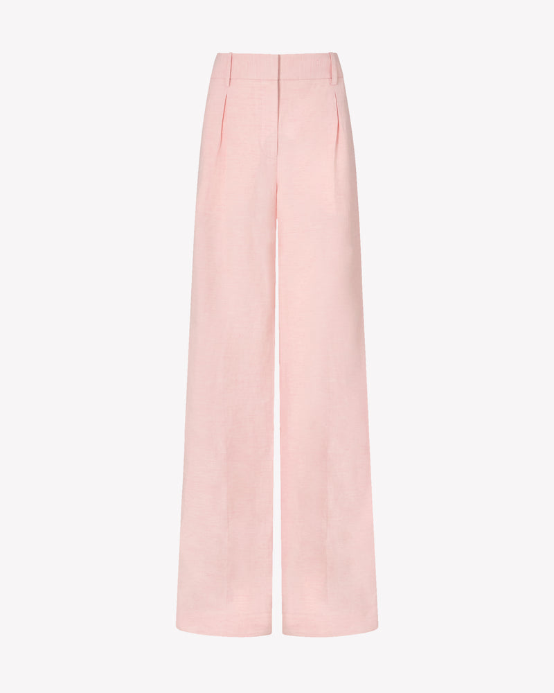 Linen Inverted Pleat Trouser - Pink picture #1