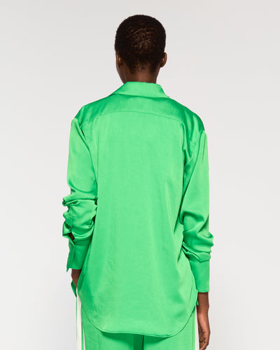 Crinkled Satin Paris Shirt - Classic Green SERENA BUTE