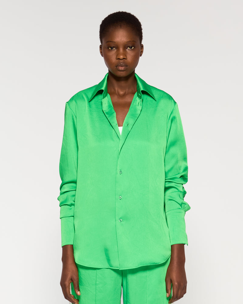 Crinkled Satin Paris Shirt - Classic Green picture #2