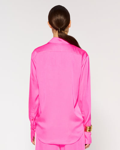 Crinkled Satin Paris Shirt - Shocking Pink SERENA BUTE