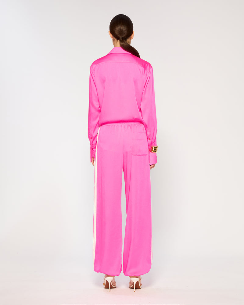 Crinkled Satin Serena Jogger - Shocking Pink picture #4