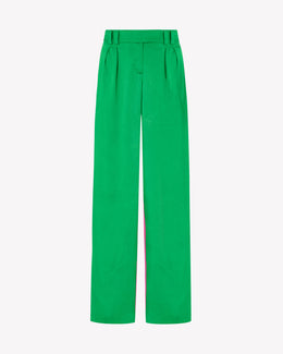 Crinkled Satin Boyfriend Trouser - Classic Green