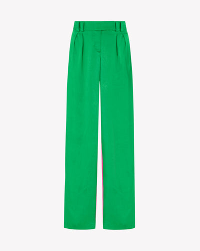 Crinkled Satin Boyfriend Trouser - Classic Green SERENA BUTE