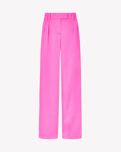 Crinkled Satin Boyfriend Trouser - Shocking Pink SERENA BUTE