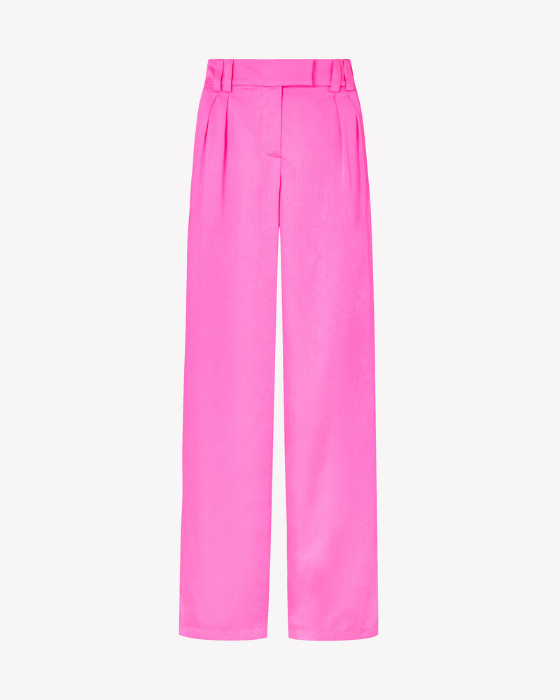 Crinkled Satin Boyfriend Trouser - Shocking Pink SERENA BUTE