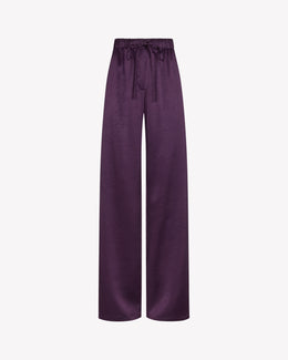 Satin Tapered Jogger - Aubergine