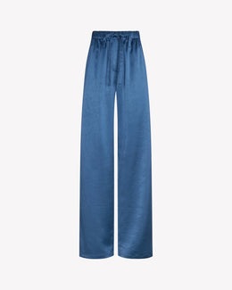 Satin Tapered Jogger - Dusty Navy Blue