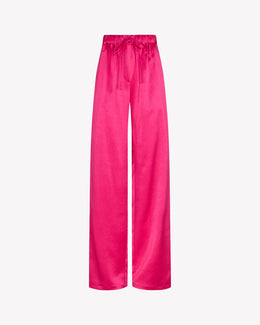 Satin Tapered Jogger - Fuschia