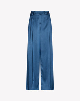 Satin Serena Trouser - Dusty Navy Blue