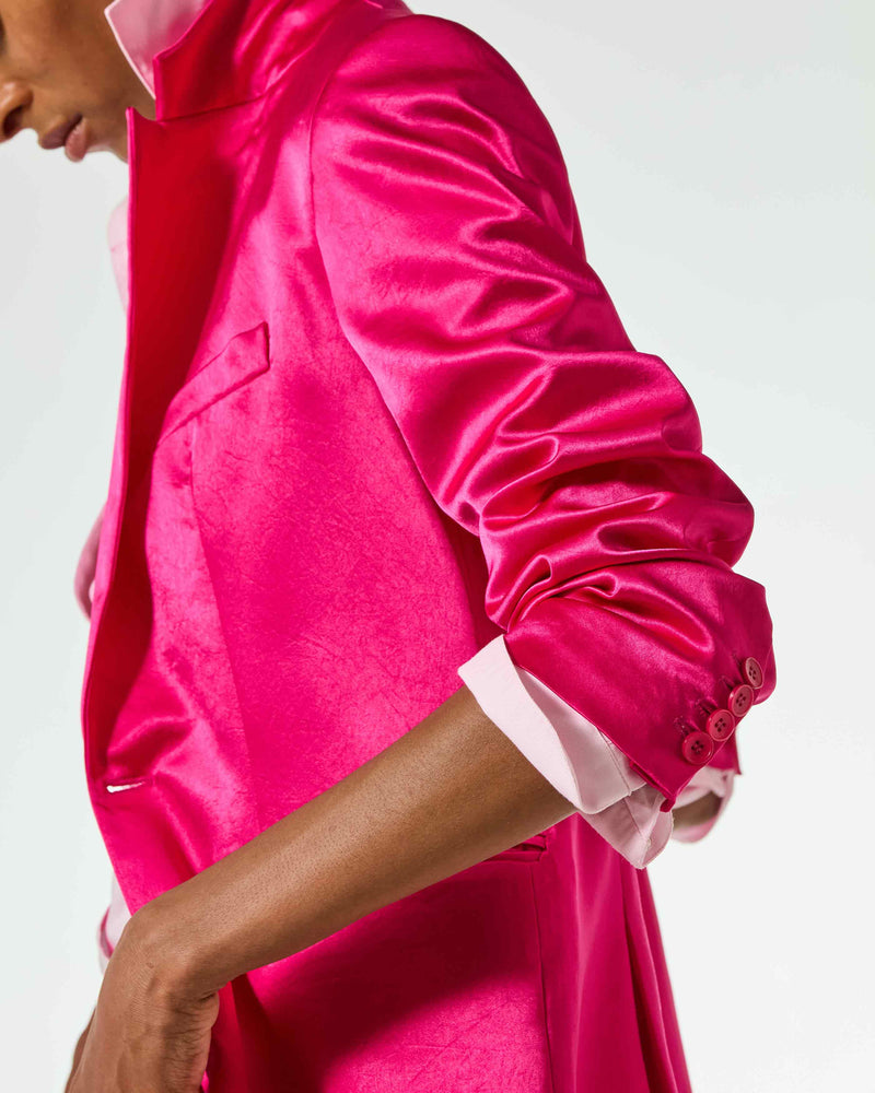 Satin Boyfriend Blazer - Fuschia SERENA BUTE