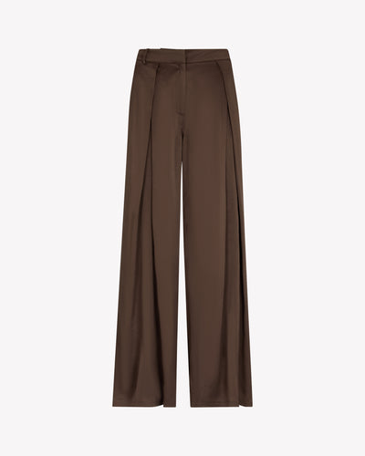 Cross Pleat Trouser - Chocolate Brown SERENA BUTE