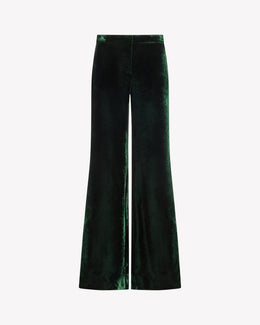 Velvet Flare Trouser - Dark Green