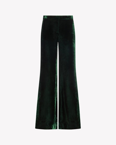 Velvet Flare Trouser - Dark Green SERENA BUTE