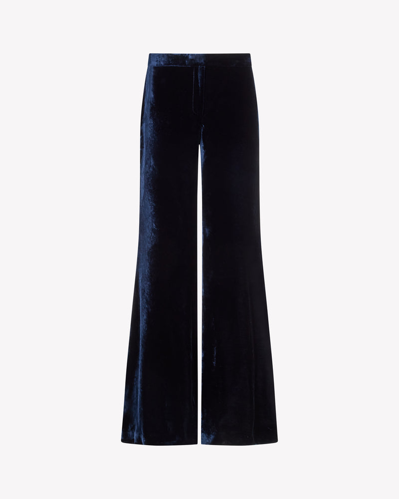 Velvet Flare Trouser - Navy Blue SERENA BUTE