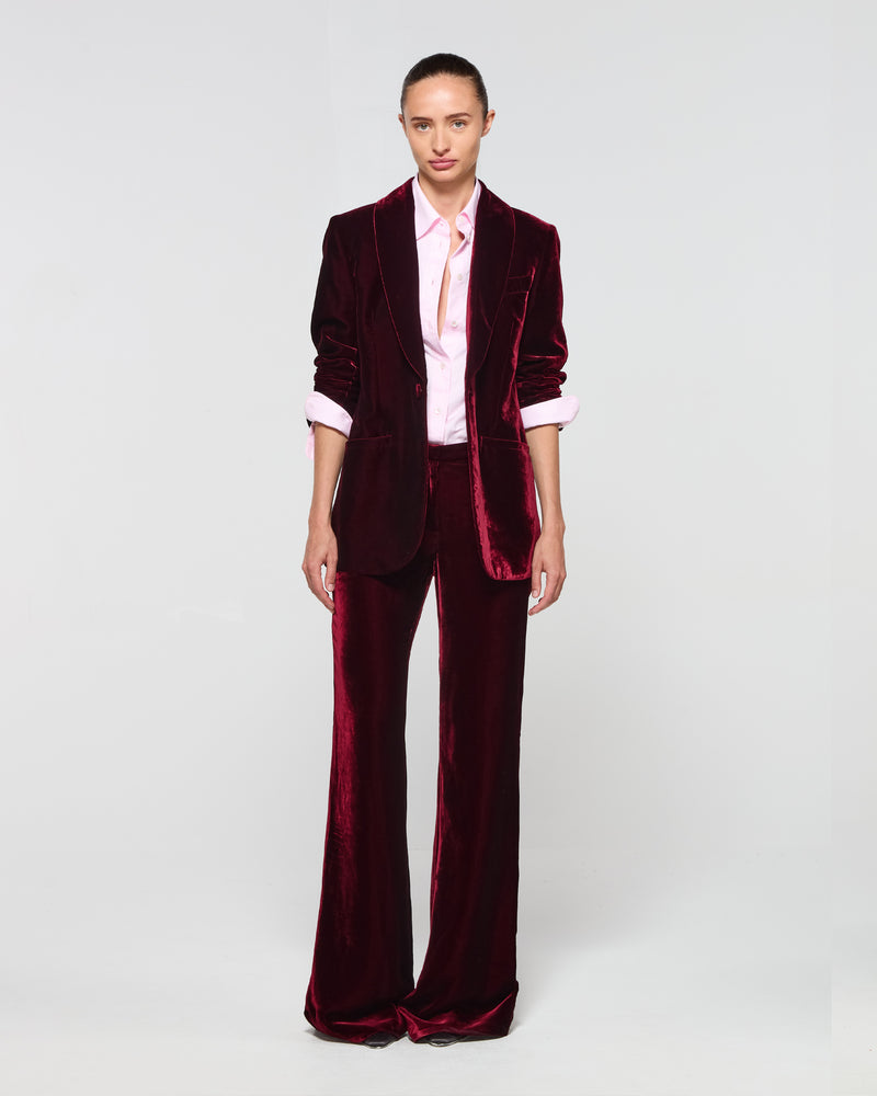Velvet Flare Trouser - Burgundy SERENA BUTE