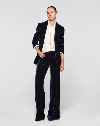 Velvet Flare Trouser - Navy Blue SERENA BUTE