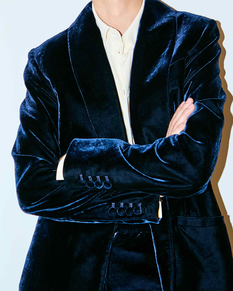 Velvet Blazer - Navy Blue SERENA BUTE