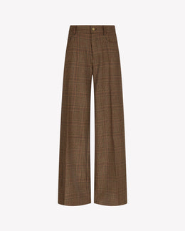 Wool Tweed Straight Leg Trouser - Brown