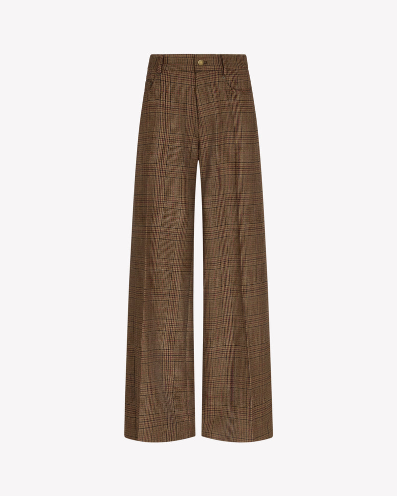 Wool Tweed Straight Leg Trouser - Brown picture #1